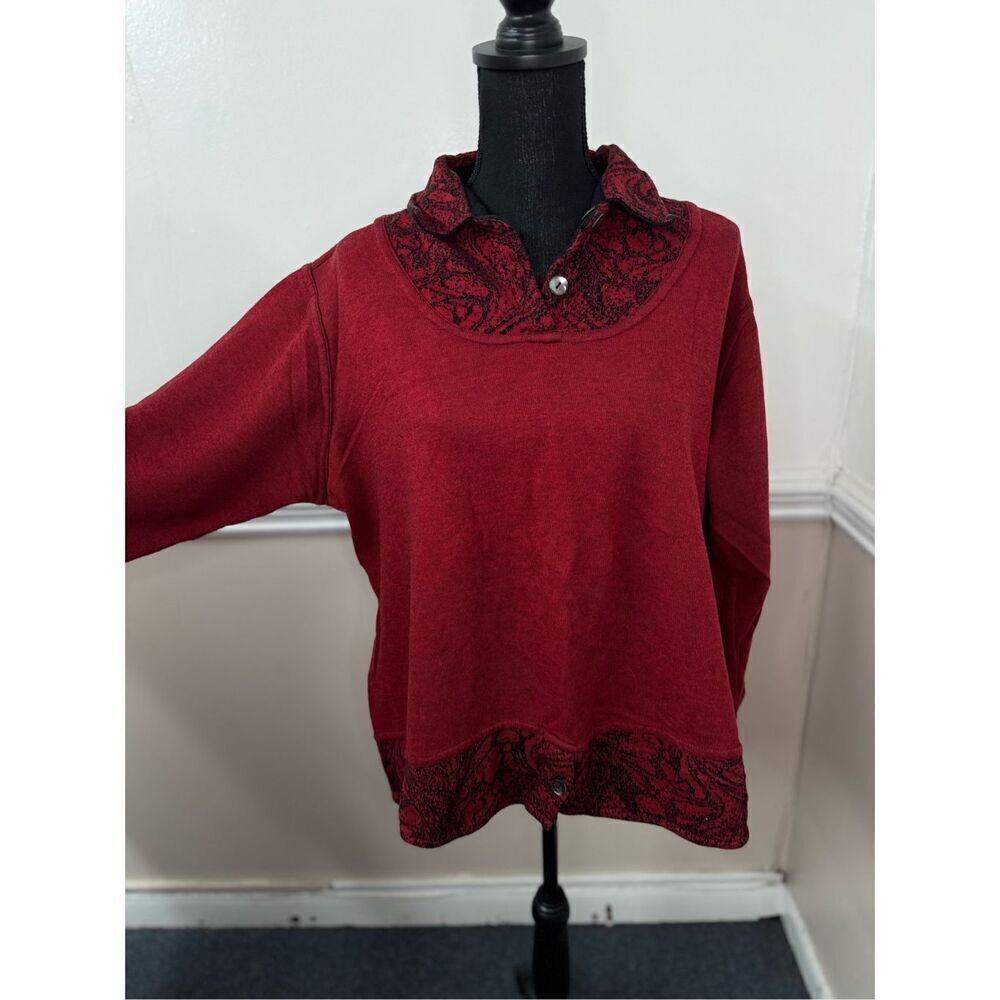 Parsley & Sage Red Pullover Long Sleeve Blouse
